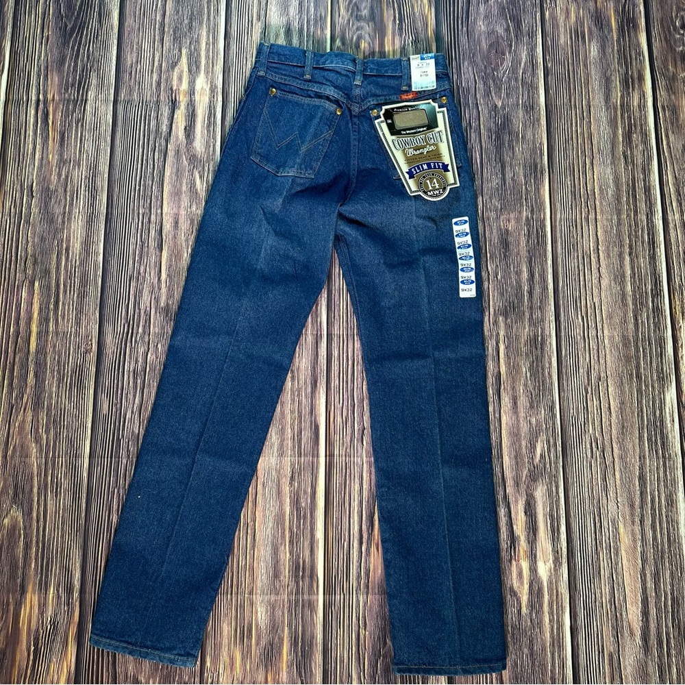 NWT Vtg Wrangler Cowboy Cut High Rise Jeans Slim Fit Women's Blue Denim 14MWZG